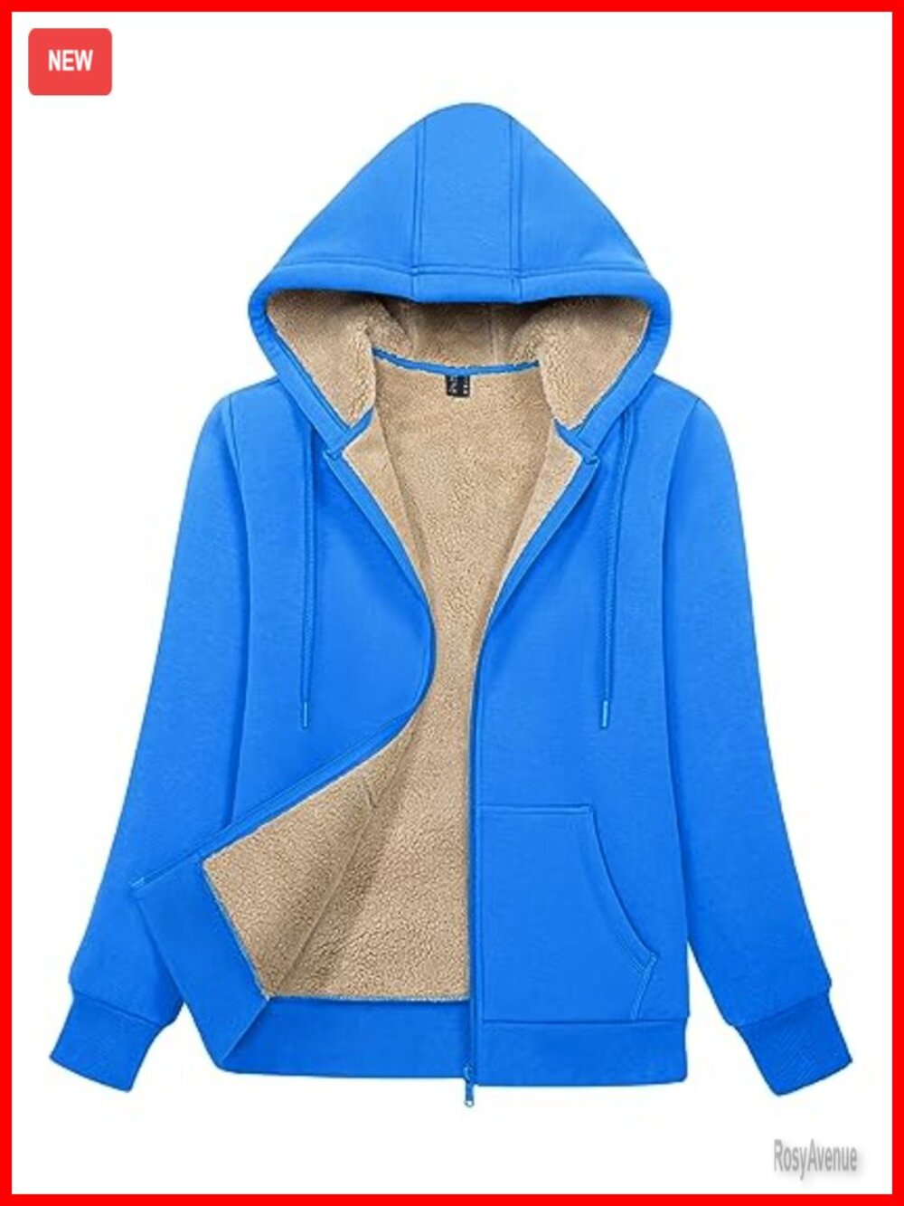 Sherpa Lined Full Zip Hoodie Jacket with Pockets Warm Winter Fleece